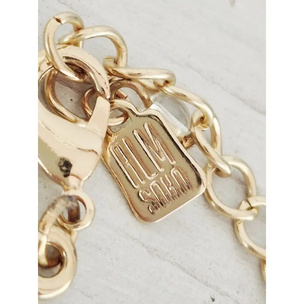 Vintage Gold-tone and Black Enamel RLM SOHO Necklace